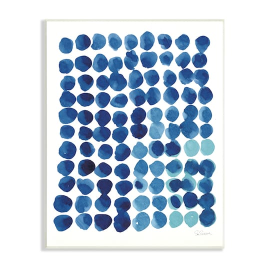 Stupell Industries Blue Polka Dot Pattern Circle Shape Grid Watercolor Wall Plaque